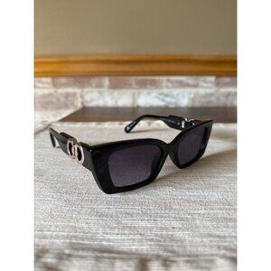 Black Square Mod Sunglasses With Decorative Side Rings Dark Lenses Shinee Bright